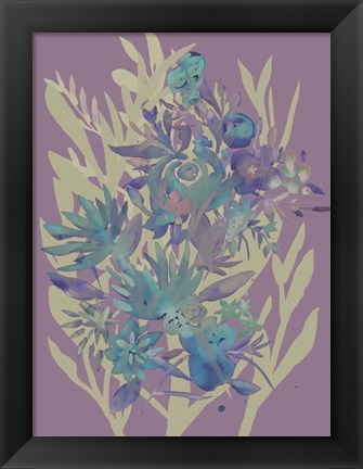 Framed Slate Flowers on Mauve II Print