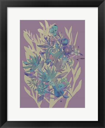 Framed Slate Flowers on Mauve II Print