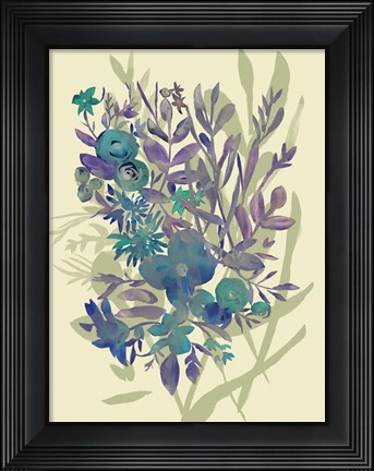 Framed Slate Flowers on Cream I Print