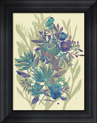 Framed Slate Flowers on Cream II Print