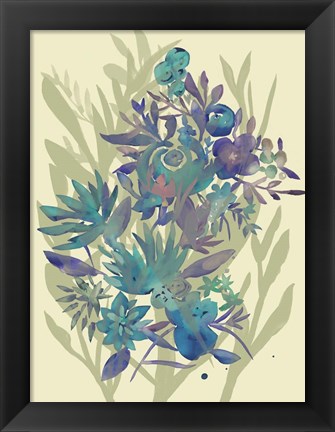 Framed Slate Flowers on Cream II Print