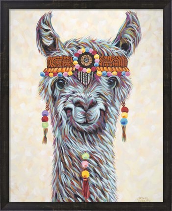 Framed Hippie Llama I Print