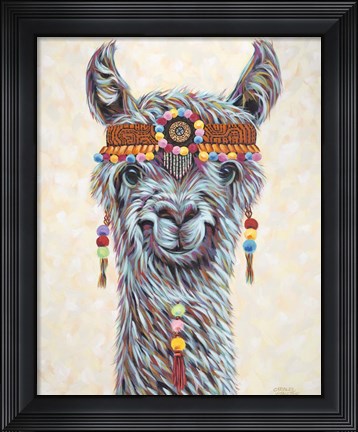 Framed Hippie Llama I Print