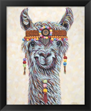 Framed Hippie Llama I Print