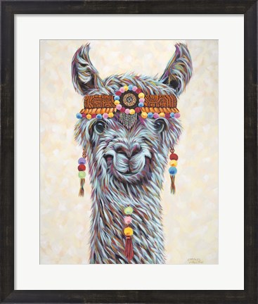 Framed Hippie Llama I Print