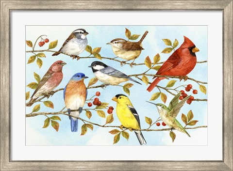 Framed Birds &amp; Berries V Print