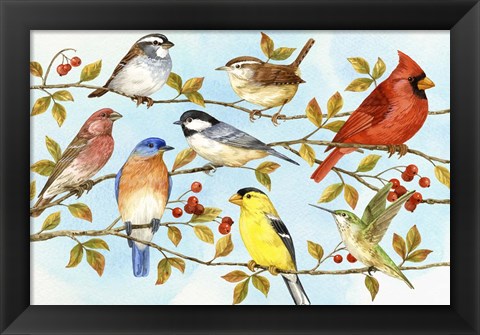 Framed Birds &amp; Berries V Print