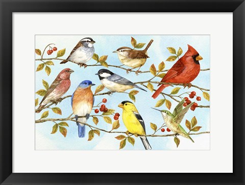 Framed Birds &amp; Berries V Print