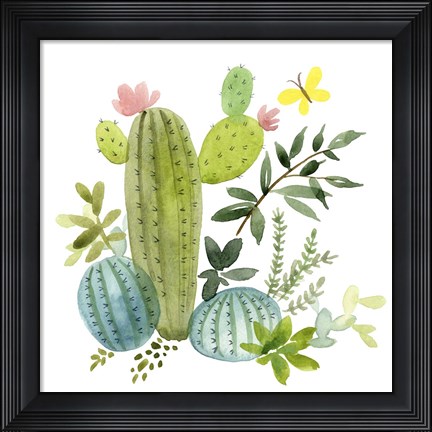 Framed Happy Cactus I Print