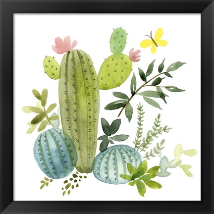 Framed Happy Cactus I Print