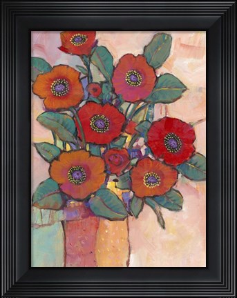 Framed Poppies in a Vase I Print