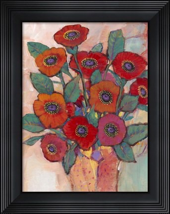Framed Poppies in a Vase II Print