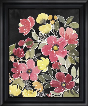 Framed Night Flora I Print