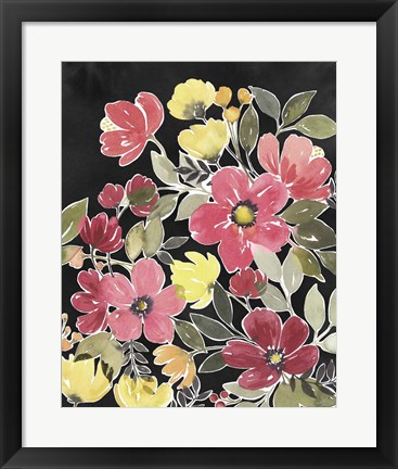 Framed Night Flora I Print