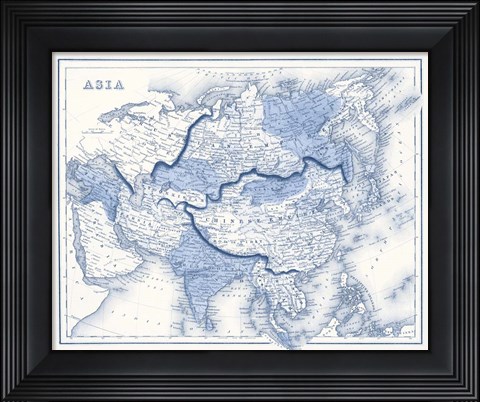 Framed Asia in Shades of Blue Print