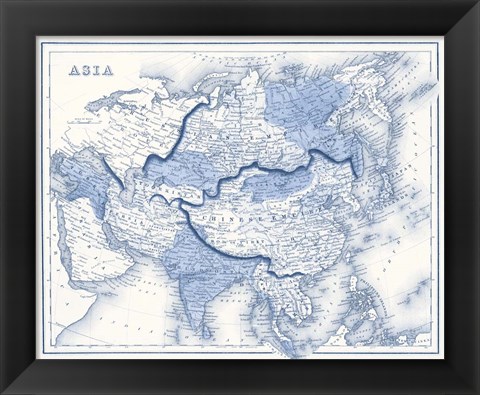 Framed Asia in Shades of Blue Print