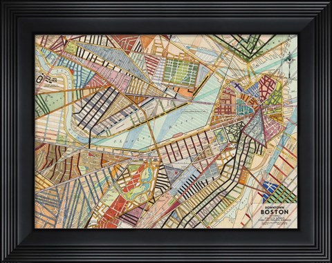 Framed Modern Map of Boston Print