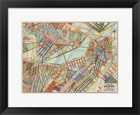 Framed Modern Map of Boston Print