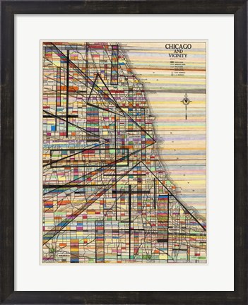 Framed Modern Map of Chicago Print