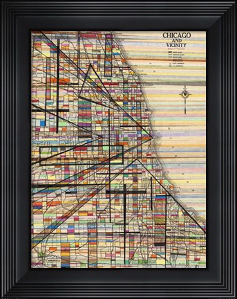 Framed Modern Map of Chicago Print