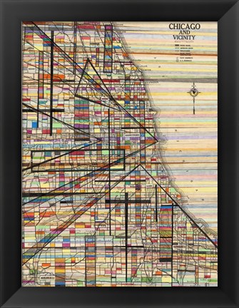 Framed Modern Map of Chicago Print