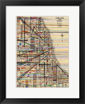 Framed Modern Map of Chicago Print