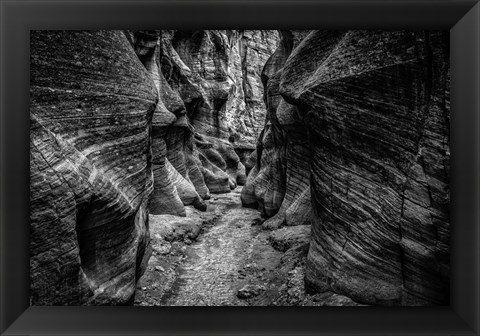 Framed Slot Canyon Utah 7 Black &amp; White Print