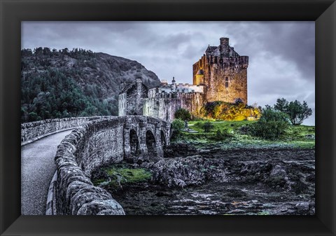 Framed Fairytale Castle Twilight 3 Black Print