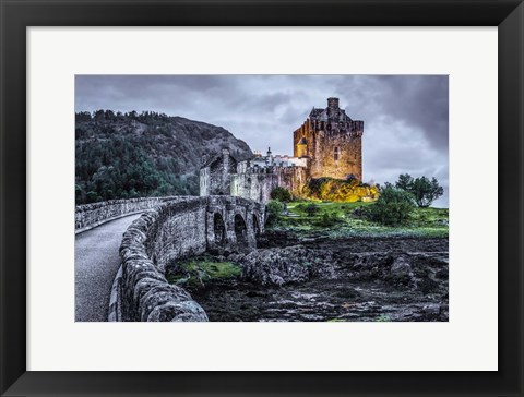 Framed Fairytale Castle Twilight 3 Black Print