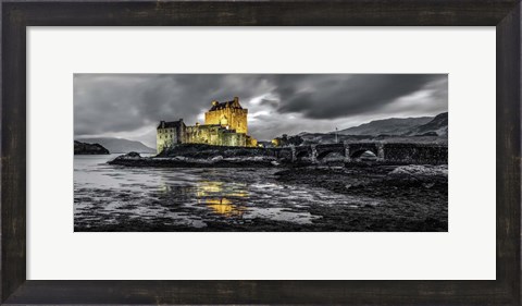Framed Fairytale Castle Twilight Panorama 2 Black Print