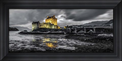Framed Fairytale Castle Twilight Panorama 2 Black Print