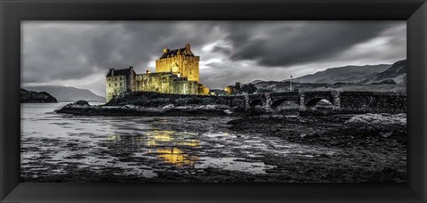 Framed Fairytale Castle Twilight Panorama 2 Black Print