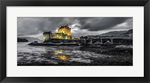 Framed Fairytale Castle Twilight Panorama 2 Black Print