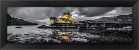 Framed Fairytale Castle Twilight Panorama 3 Black Print