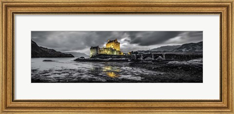 Framed Fairytale Castle Twilight Panorama 3 Black Print