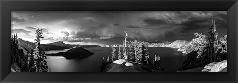 Framed Crater Lake Black &amp; White Print