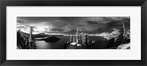 Framed Crater Lake Black &amp; White Print