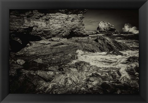 Framed Corona Coast Sepia Print