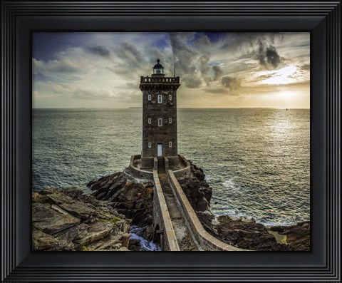 Framed Lighthouse Sunset Print