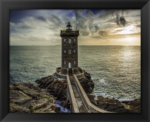 Framed Lighthouse Sunset Print