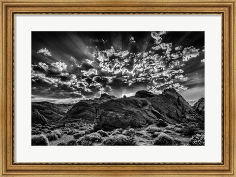 Framed Valley Of Fire 2 Black &amp; White Print