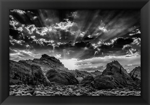 Framed Valley Of Fire 3 Black &amp; White Print