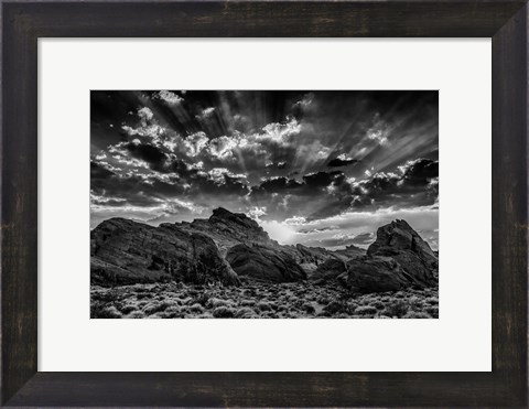 Framed Valley Of Fire 4 Black &amp; White Print