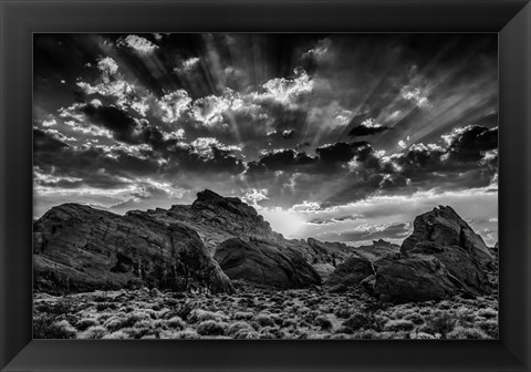 Framed Valley Of Fire 4 Black &amp; White Print