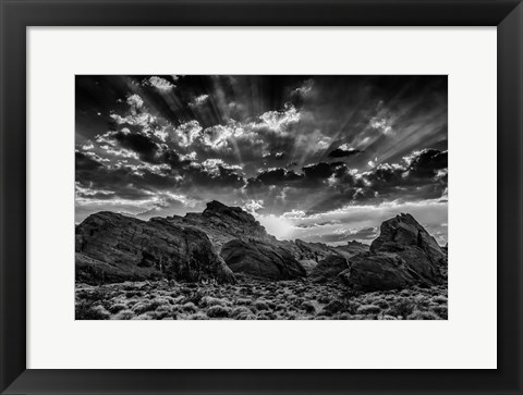 Framed Valley Of Fire 4 Black &amp; White Print