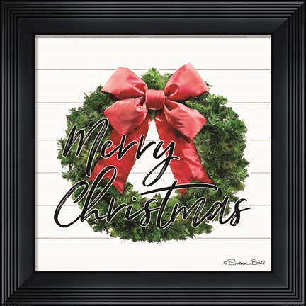 Framed Merry Christmas Wreath Print