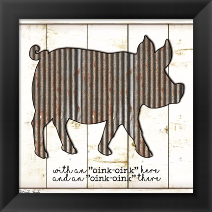 Framed Metal Pig Print