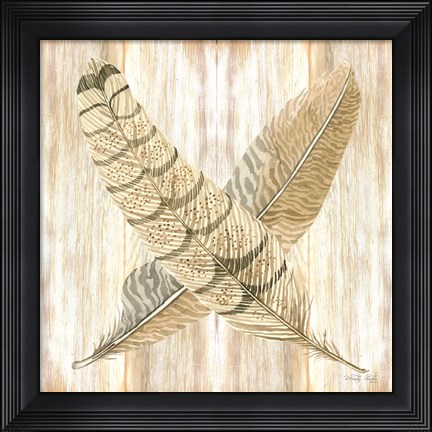 Framed Feathers Crossed I Print