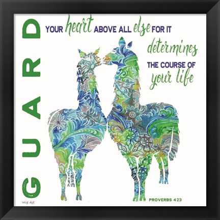 Framed Guard Your Heart Llamas Print