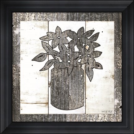 Framed Galvanized Floral Print